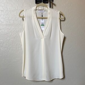 Calvin Klein Ivory V-Neck Blouse